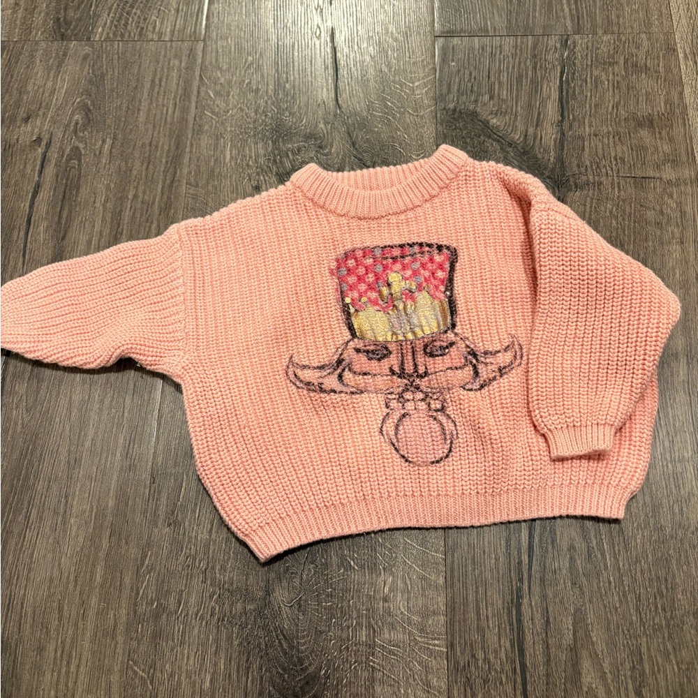 Pink knit nutcracker sweater 6/12M